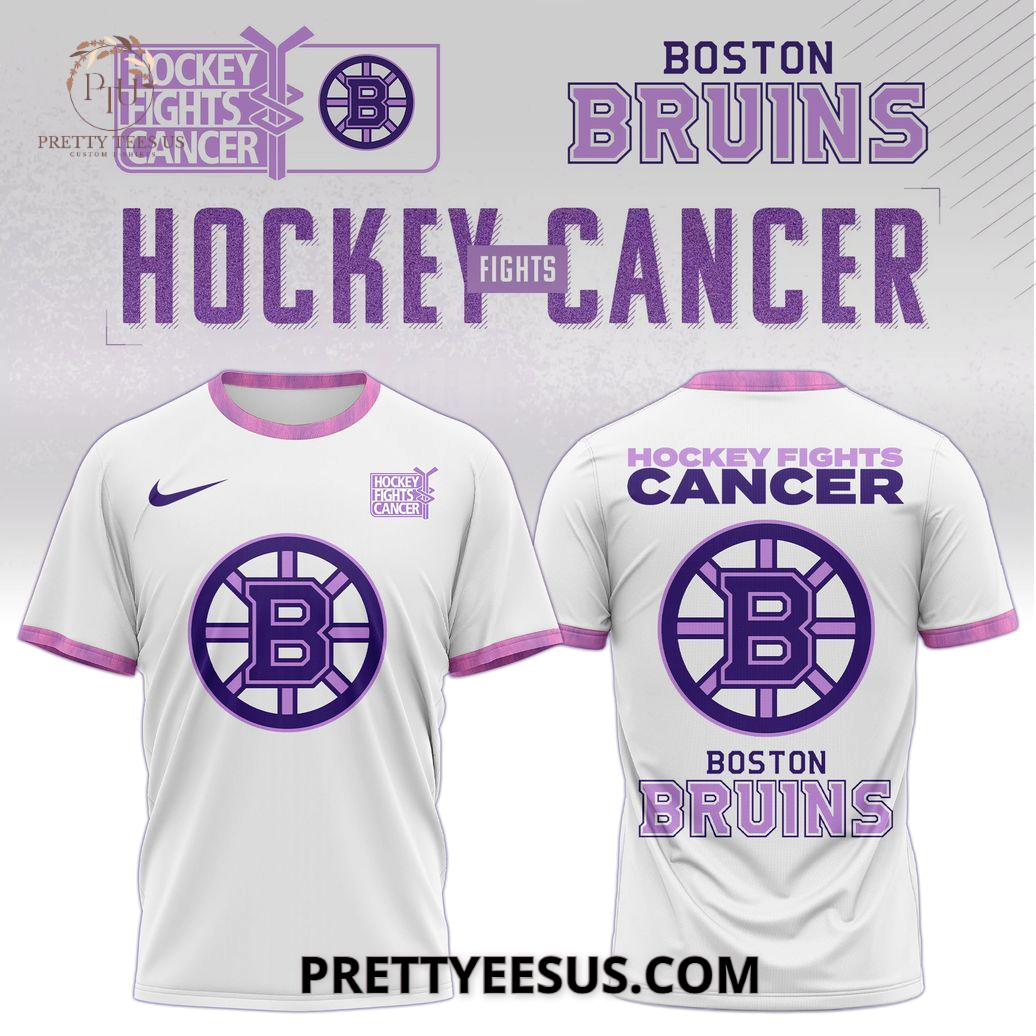 Boston Bruins x Hockey Fights Cancer 3D T-Shirt Boston Bruins x Hockey Fights Cancer 3D T-Shirt