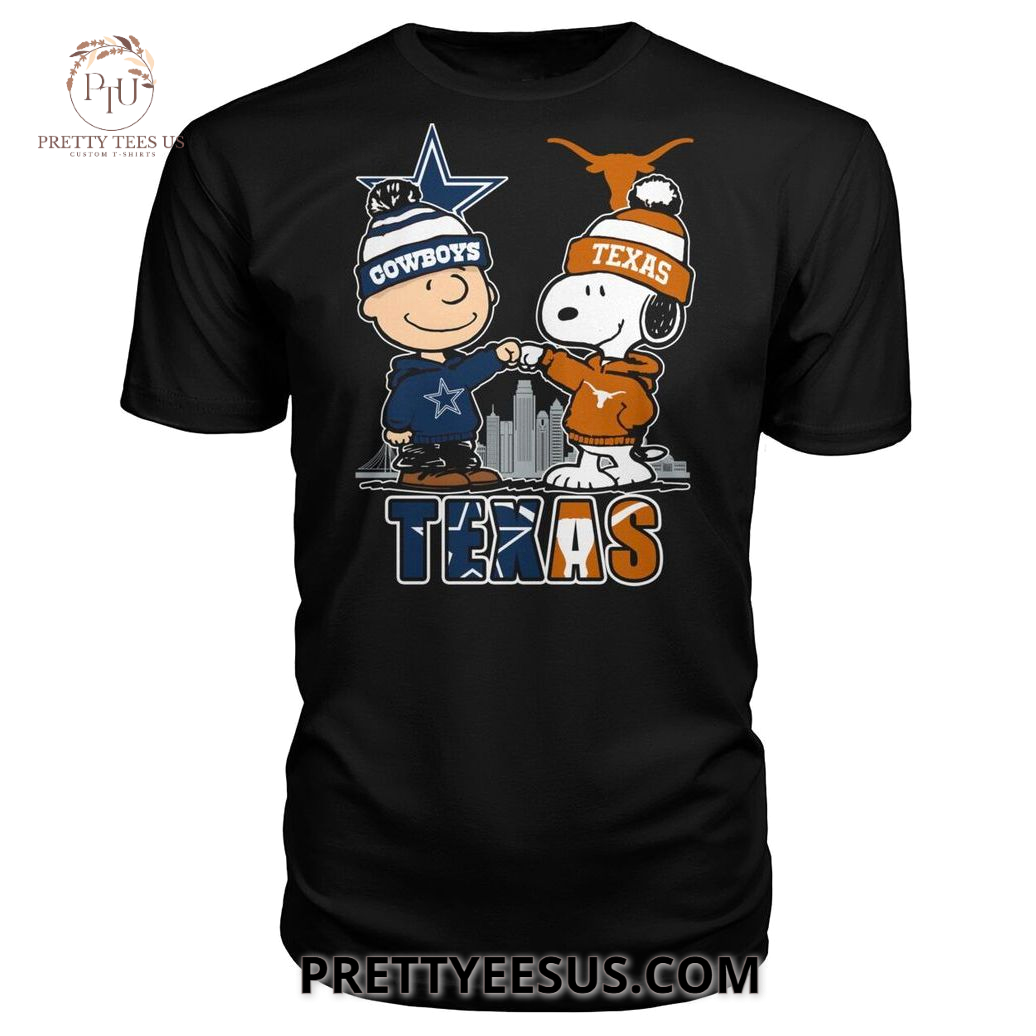 Snoopy And Charlie X Dallas Cowboys And Texas Longhorns T-Shirt Snoopy And Charlie X Dallas Cowboys And Texas Longhorns T-Shirt