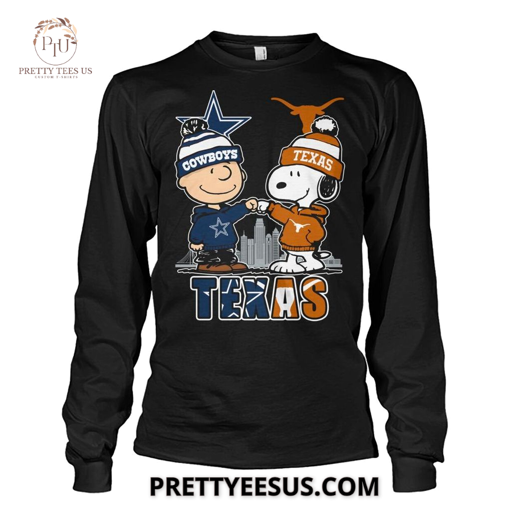 Snoopy And Charlie X Dallas Cowboys And Texas Longhorns T-Shirt Snoopy And Charlie X Dallas Cowboys And Texas Longhorns T-Shirt