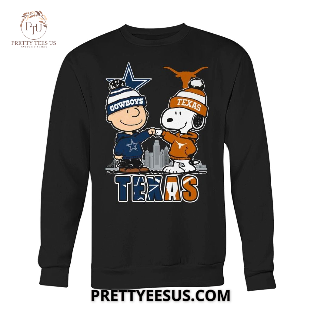 Snoopy And Charlie X Dallas Cowboys And Texas Longhorns T-Shirt Snoopy And Charlie X Dallas Cowboys And Texas Longhorns T-Shirt